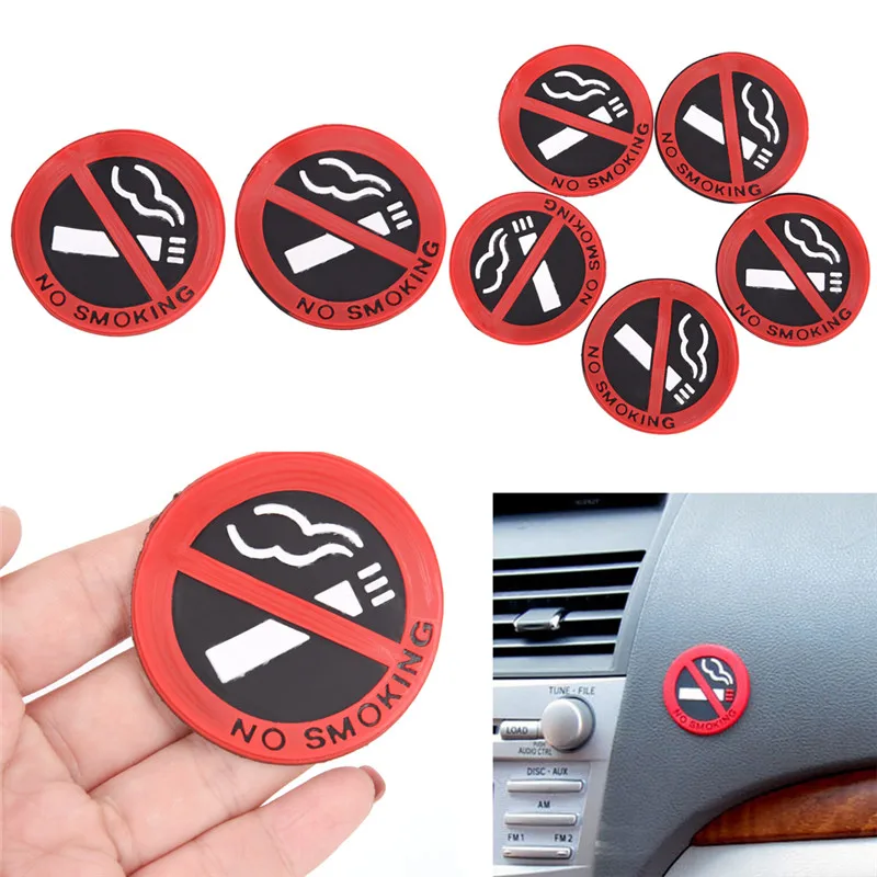

5Pcs/lot Rubber No Smoking Warning Sign Labels Decals Vehicle Truck Sticker Round Decal Door Decoration for Automobiles Stickers