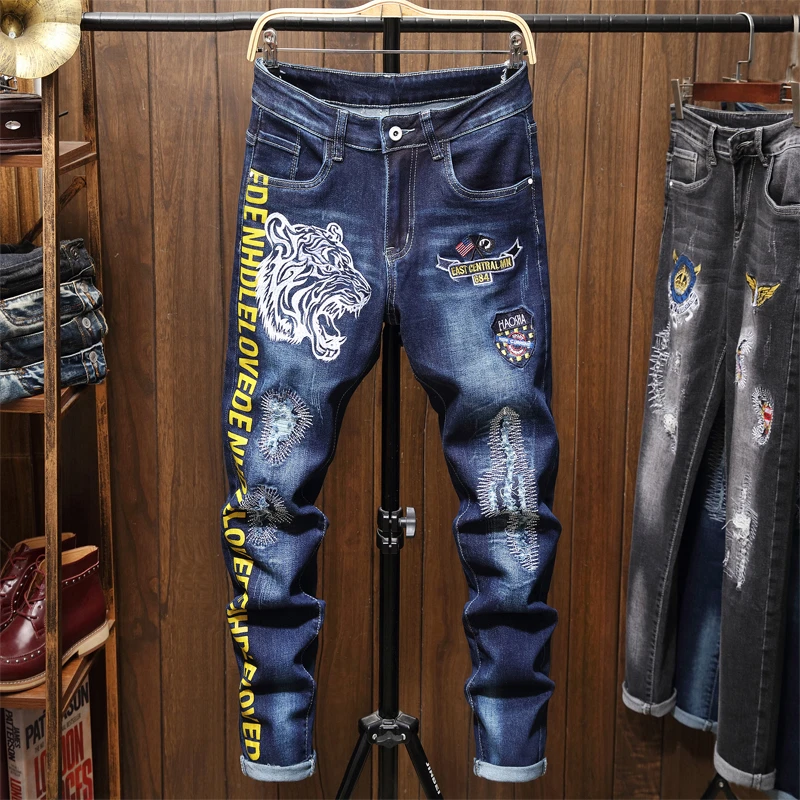 Mens Jeans Pants Fashions Men Dolce Gabbana Skinny Jeans Prints Man - Jeans - Aliexpress