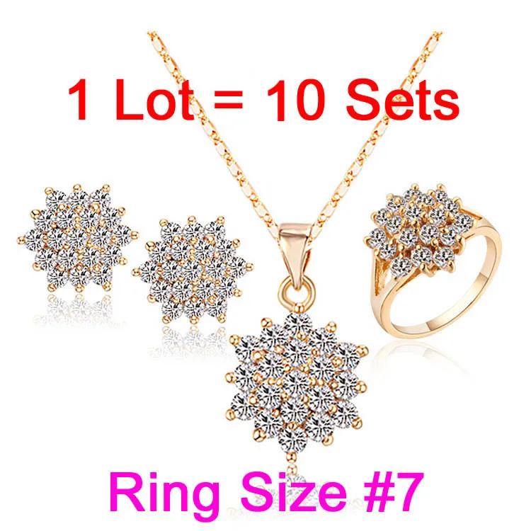 10Sets SIZE 7 10 компл./лот Африканский костюм, ювелирных изделий набор Для женщин Золотой Цепочки и ожерелья, подвеска, серьги, кольцо Bijoux Femme(украшения своими руками) Свадебные украшения S0278 - Окраска металла: 10Sets SIZE 7