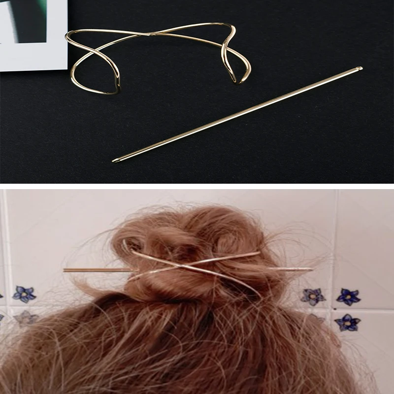BOHO Hair Clip Geometric Feather Bun Cuff Leaf Star X Shape Hair Sticks Cute Cat Hairpin Headwear Accessories Trendy Gift jewelry accessories,hair accessory,hair clip,hair headdress,hair stick