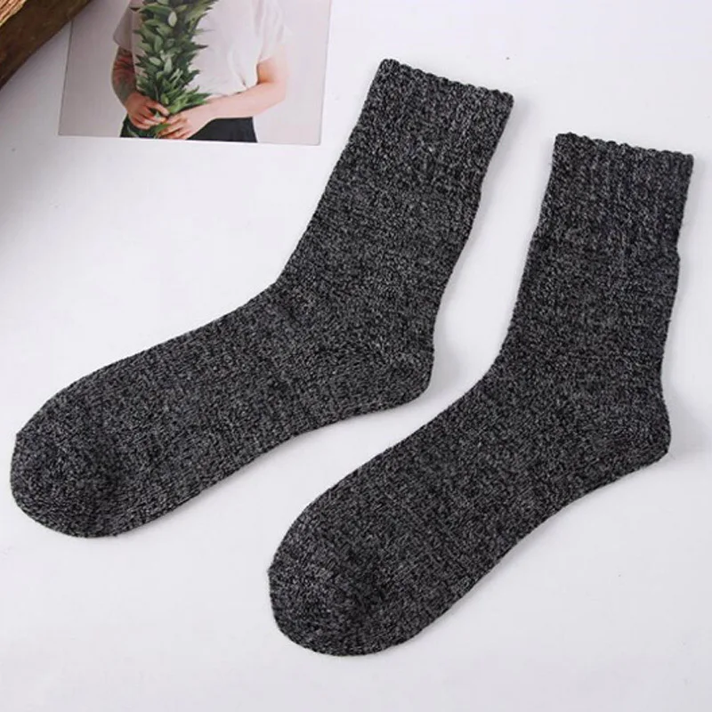 Casual Stripe Adjustable Calcetines Hombre Thick Cotton Socks Soft Men's Wool Socks 5Pairs/Lot Winter Comfortable Warm Elastic