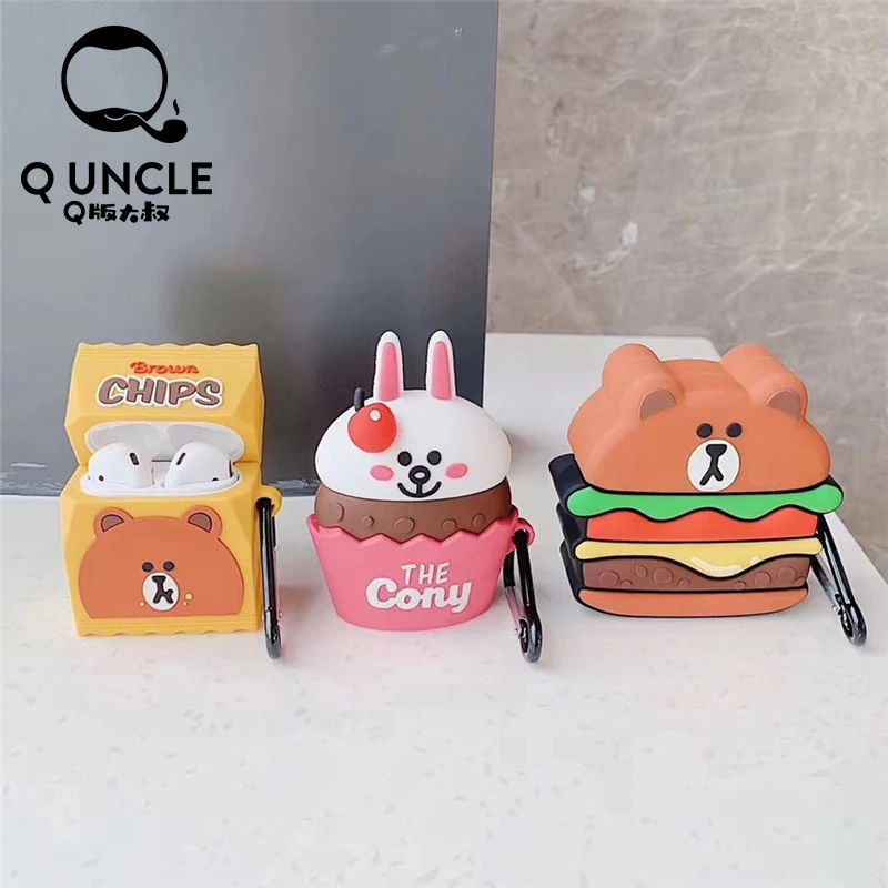 Чехлы для наушников с кроликом из мультфильма Q UNCLE для Apple Airpods 1/2 поколения, bluetooth-гарнитура, универсальная силиконовая гарнитура, чехлы