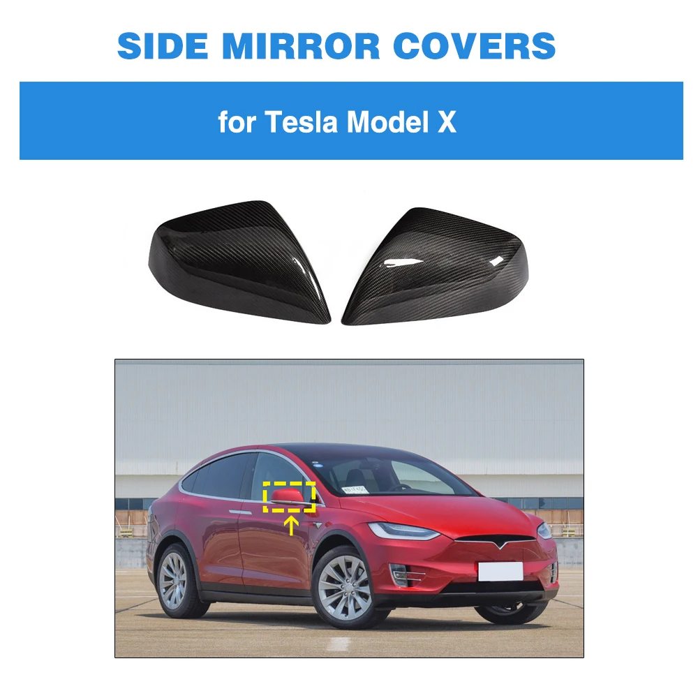 

Dry Carbon Car Mirror Cover Caps for Tesla Model X Side Mirror Cap Shell Add-On Style