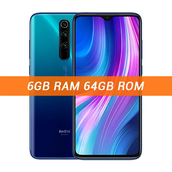 6GB 64GB Blue Xiaomi Redmi Note 8 Pro с глобальной прошивкой, 6 ГБ, 128 Гб/64 ГБ, смартфон, 64 мп, четырехъядерный процессор Helio G90T, четыре ядра, экран 6,53 дюйма, 4500 мАч, NFC - Цвет: 6GB 64GB Blue