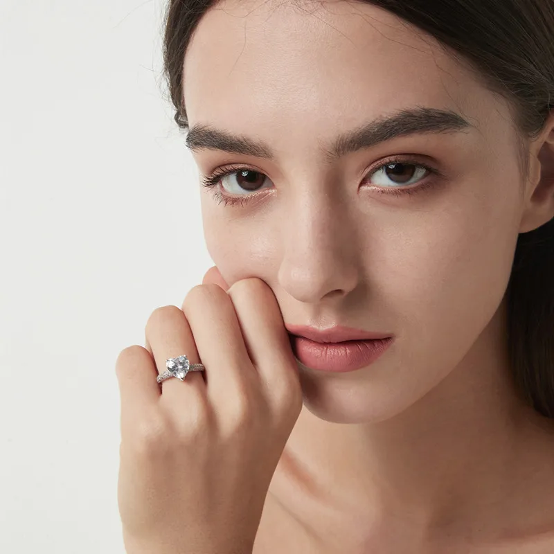 Обручальные кольца MDEAN в форме сердца для женщин ювелирные изделия из белого