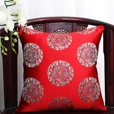 red 5 dragon Чехол для подушки для автомобильного стула с цветами 40x40 см 45x45 см 50*50 60*60 китайские красочные диванные Декоративные Чехлы для подушек, шелковая атласная наволочка - Цвет: red 5 dragon