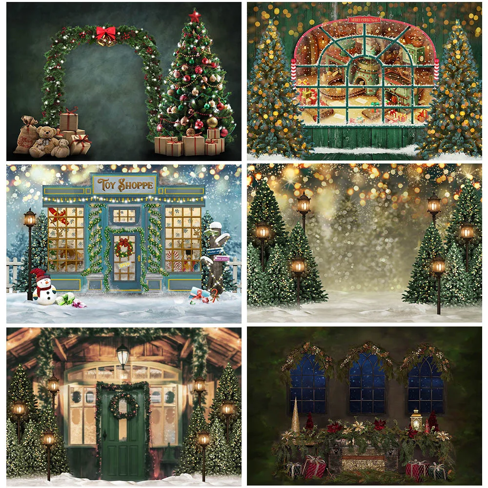 

Mocsicka Photography Backdrops Dark Green Christmas Snow Winter Photographic Studio Photo Backgrounds Christmas Tree Gift Decor