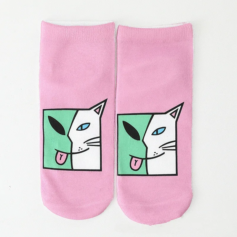 1 пара детских хлопковых колготок, Хэллоуин женские хлопчатобумажные носки арт Забавный Чужой планеты, креативная смешная 3D с мультяшным котом дышащая носки-башмачки пара Носки