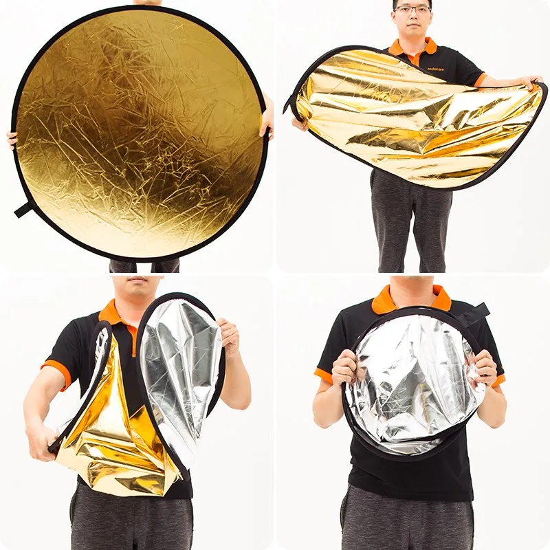 5in1 60CM 80CM 110CM 80x120CM Silver White Gold Portable Collapsible Light Round Photography Reflector for Studio