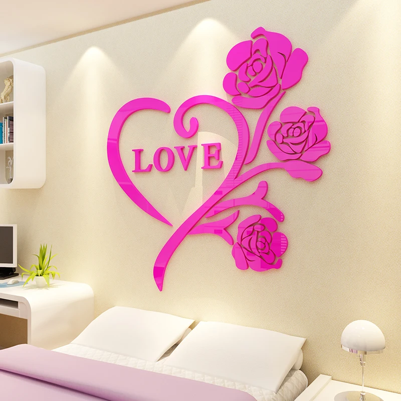 Love Rose новое специальное предложение 3d зеркальные наклейки Crystal акриловое