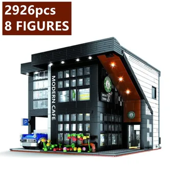 

New MOC-45635 City Streetview Series The Brickstive Modern Cafe Modular Shop Post Model Modular Building Blocks Bricks Toys Gift