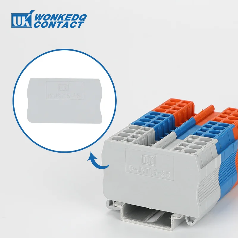 Wire Connectors Din Rail Terminal Block D-ST1.5-2.5 End Barrier Plate For PT2.5/ST1.5/ST2.5 Wire Connector Din Rail PT 2.5 End Cover 1Pc