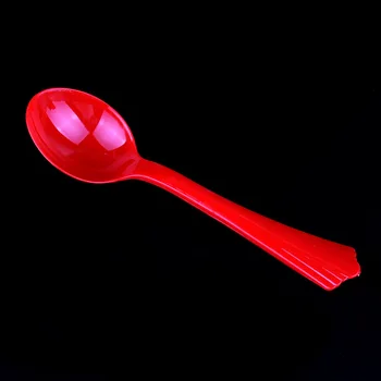 

Disposable Red Plastic Spoon Wedding Festive Party Soup Spoons Kitchen Ice Cream Dessert Spoons Wholesale