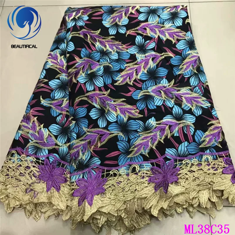 

BEAUTIFICAL Nigerian Wax Laces Dress Tissu 2019 Sewing Lace Fabrics Prints African Wax Lace 6 yards/lot ML38C35