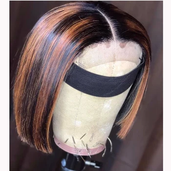 

Bob Ombre Blonde Highlight 13x6 Lace Front Human Hair Wig with Baby Hair Brazilian Lace Front for Black Women Natural Hairline
