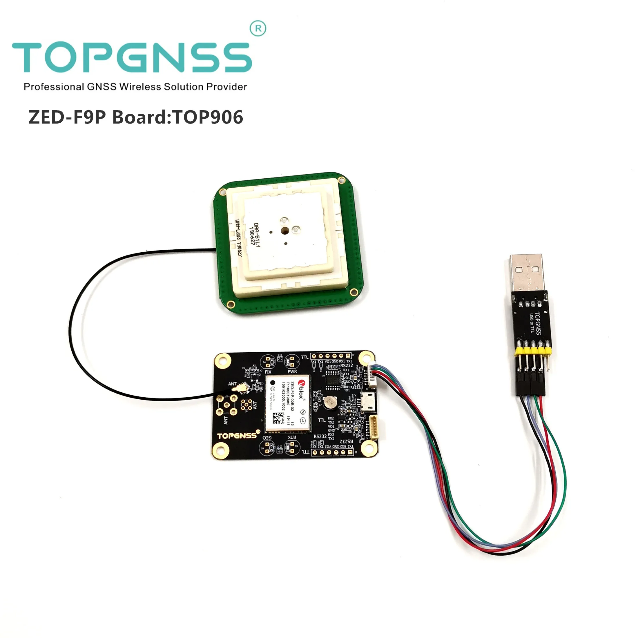 

GNSS board GNSS antenna USB to TTL ZED-F9P module RTK high-precision gps antenna GNSS receiver base and rove TOPGNSS TOP906