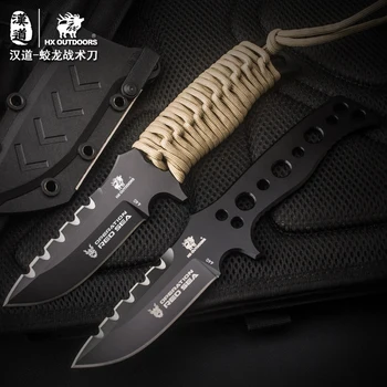 

HX OUTDOORS Long 440C Tactical Knife Camping Hunting Knives Survival Fish Knives EDC Tools With ABS Sheath Dropshipping