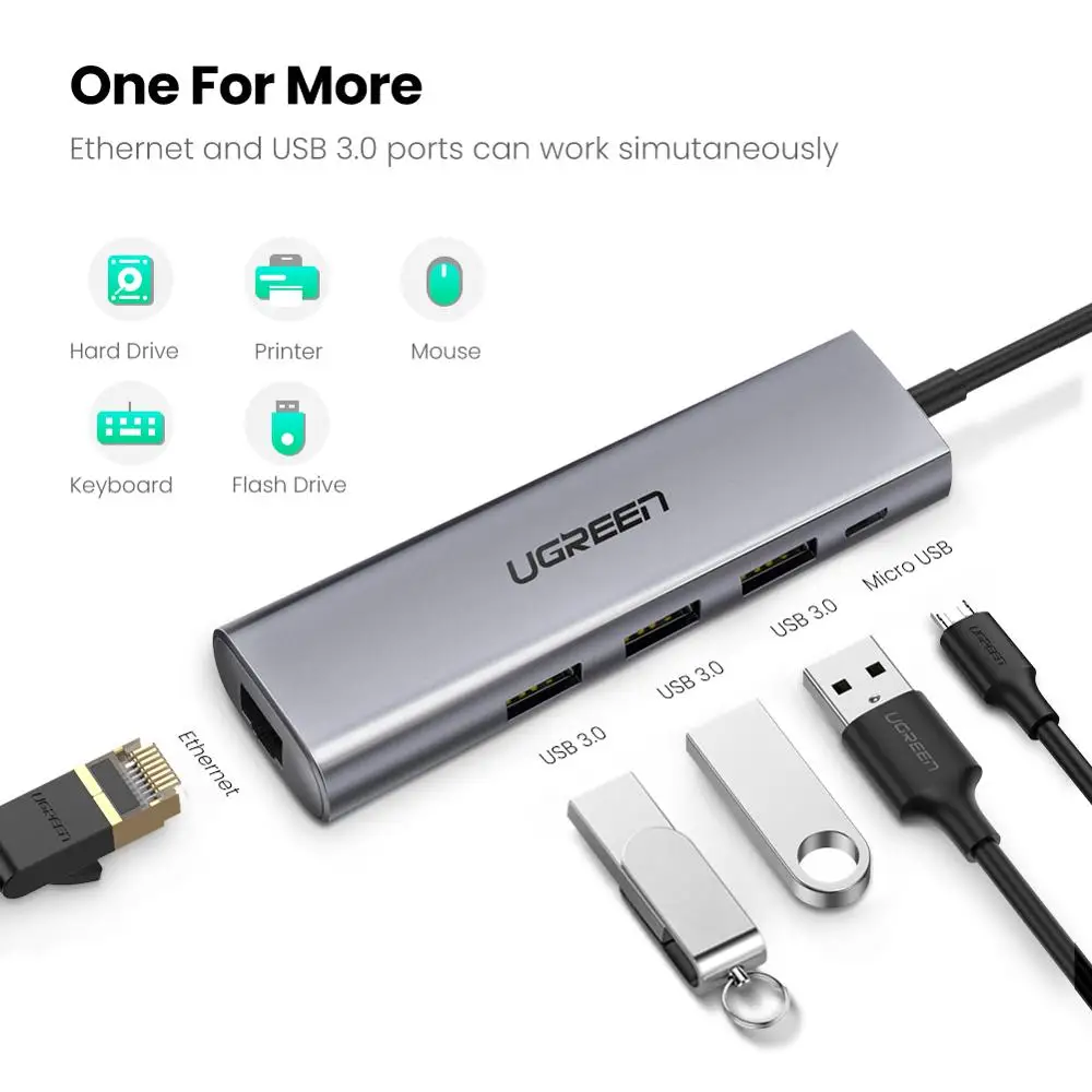 Ugreen USB Ethernet адаптер USB 3,0 к RJ45 3,0 концентратор для MacBook Air Ethernet адаптер Сетевая карта USB Lan