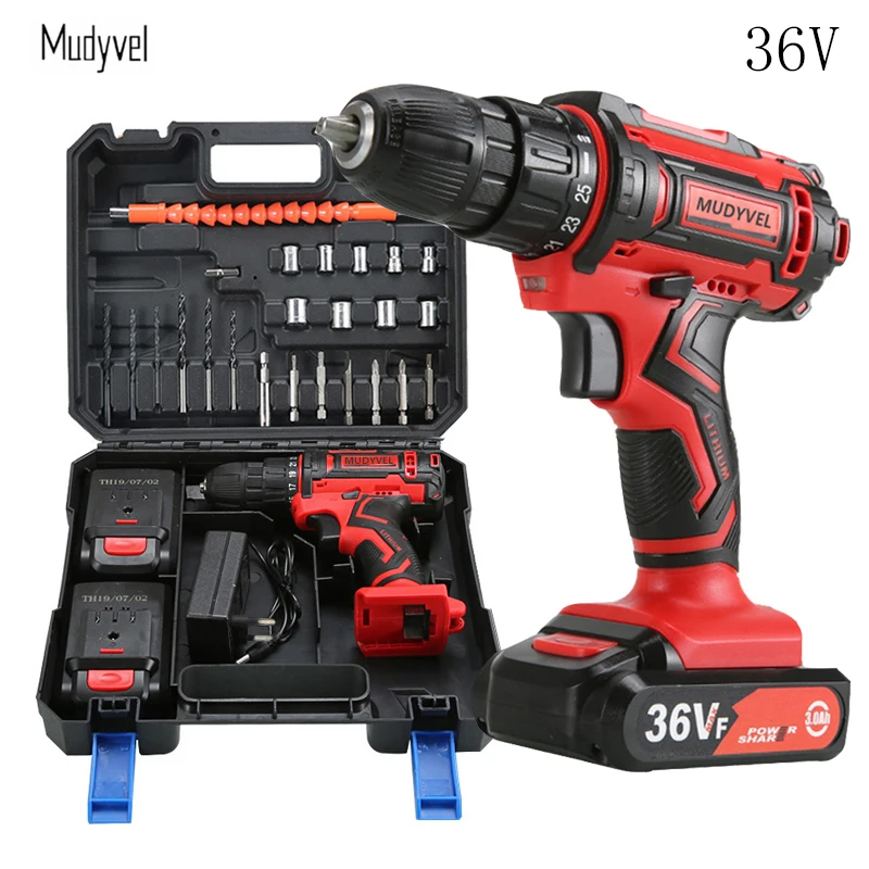 

36V Cordless Drill Rechargeable Battery Power Tools 3/8-Inch 2 speed Cordless Screwdriver Mini Electric tools