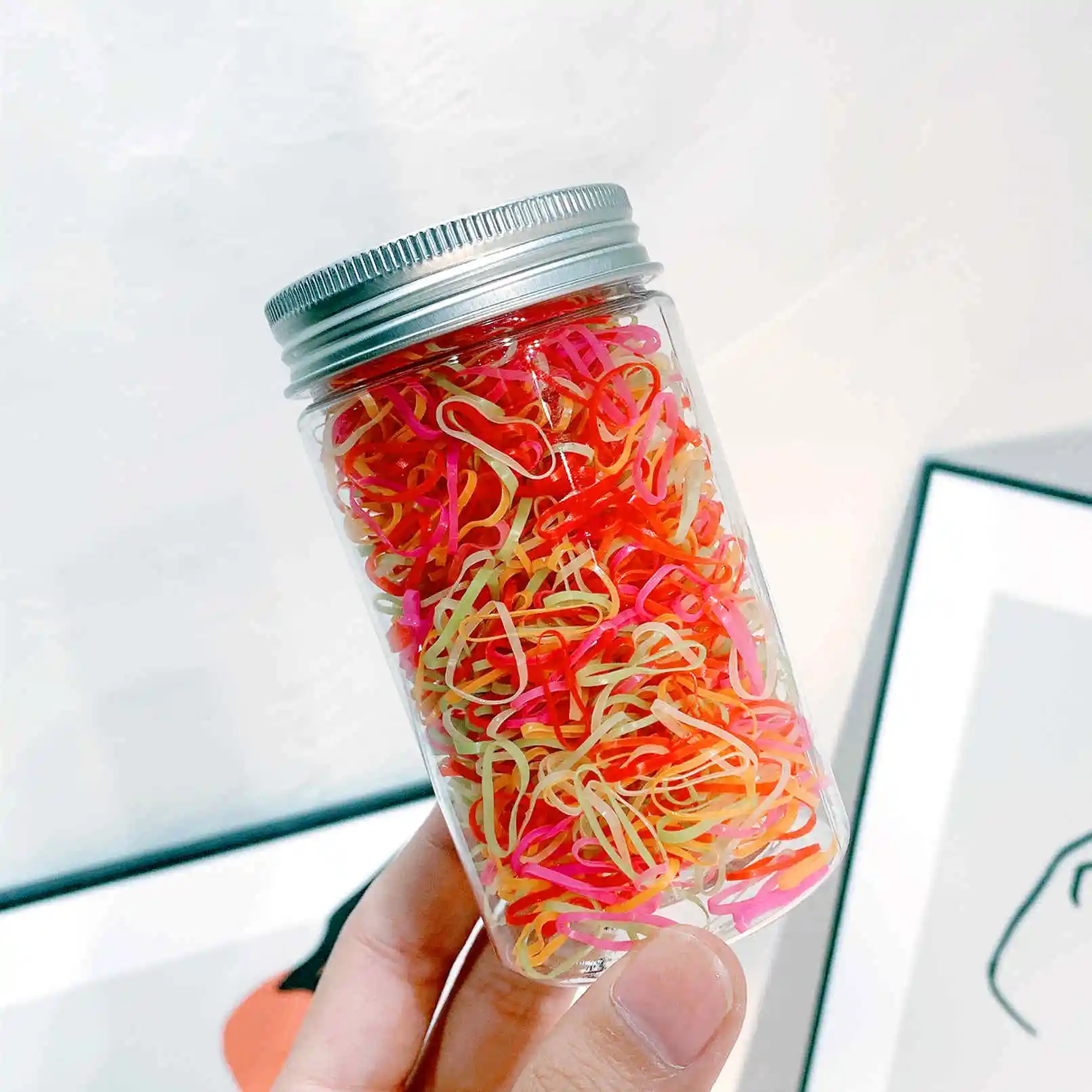 1000PCS/Glas Nette Bunte Kleine Einweg Haarbänder Scrunchie Mädchen Elastische Gummiband Mode Haar Zubehör Haar Krawatten – Detail 14