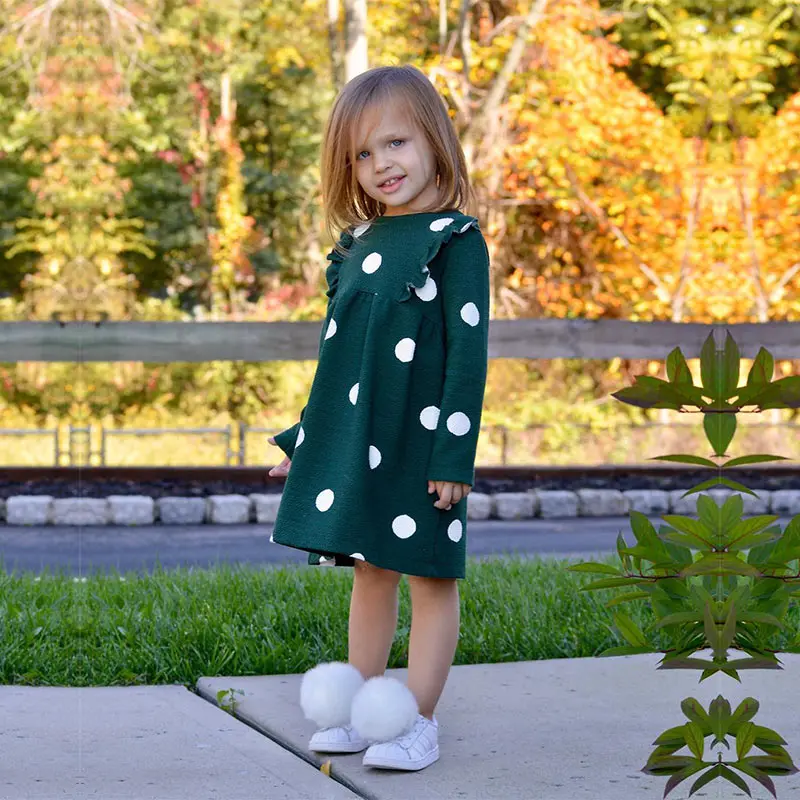 New Spring Autumn Casual Fashion Baby Girl Polka Dot Printing Long Sleeve Princess Dress Clothing Drop | Детская одежда и обувь