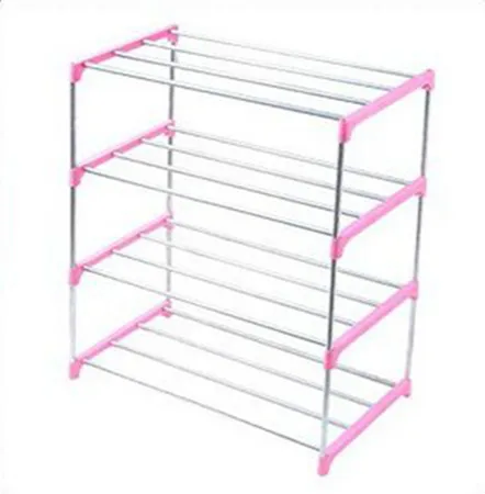 4 Layers Pink Для обуви из нержавеющей стали стойки бытовые контейнеры декор для полки гостиная аксессуары для коридора и кабинета Органайзер обуви стойки - Цвет: 4 Layers Pink