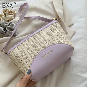 

[BXX] Straw Bucket Bags For Women 2020 Summer Crossbody Bags Lady Travel Purses and Handbags Female Shoulder Messenger Bag HM568