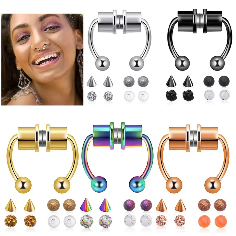 women-steel-magnetic-fake-nose-piercings-rhinestone-clip-on-nose-hoop