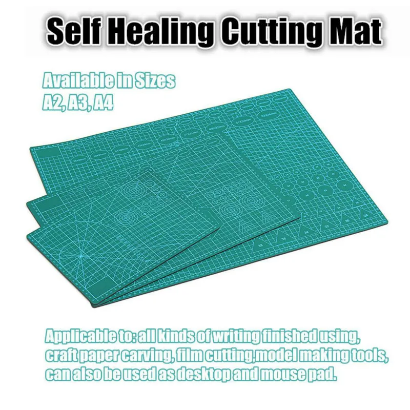 A4 Cutting Mat 12 x 9 Blue Craft Mat Non-Slip Cutting Board with 8  Stainless Steel Ruler for Sewing Quilting 