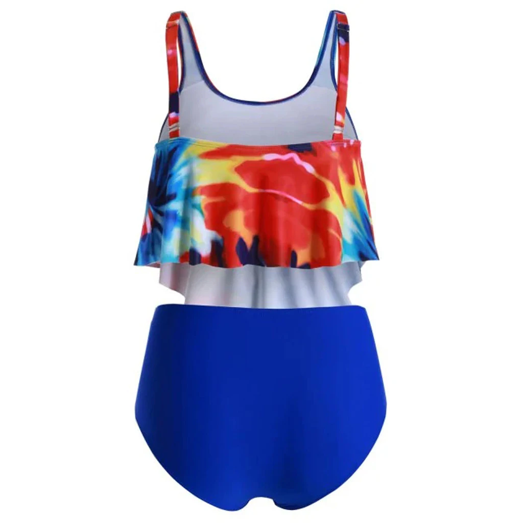 Women Two Pieces Bathing Suits Top Ruffled With High Waisted Bottom Bikini Set Wire Free Caual Split Beachwear Ladies Girls 719