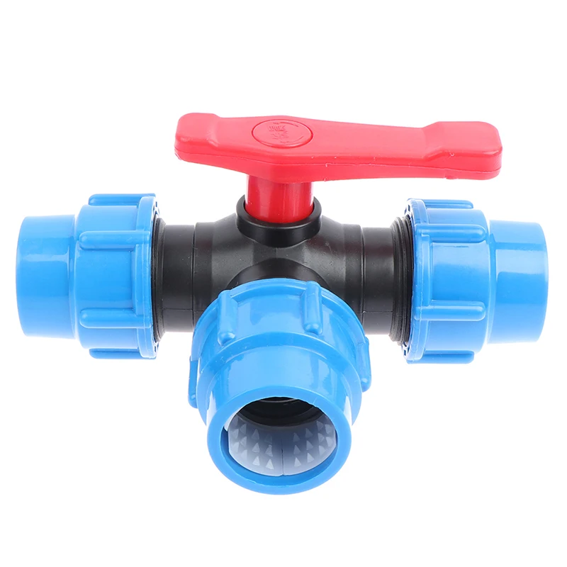 1Pc PE Three-way Fast Connection Pipe Valve Plastic T-type Internal Diameter Blue/Black 20/25/32/40/50/mm | Обустройство дома