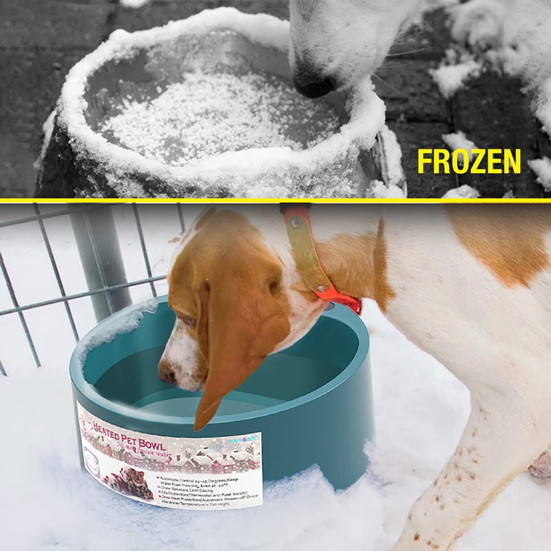 2.2 L Heated Dog Bowl Waterproof Bite-resistant Safe Thermal Pet Bowl Anti-skid for Small Medium Large Dogs
