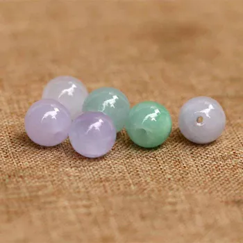

DIY 100pcs 5*6 mm Emerald ice violet light green loose pearl natural Bashan jade beads + free mask10/bag