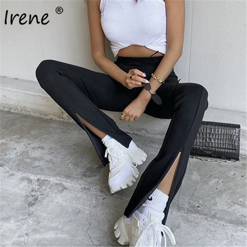 Женские брюки с высокой талией Irene эластичные облегающие брюки-карандаш разрезом