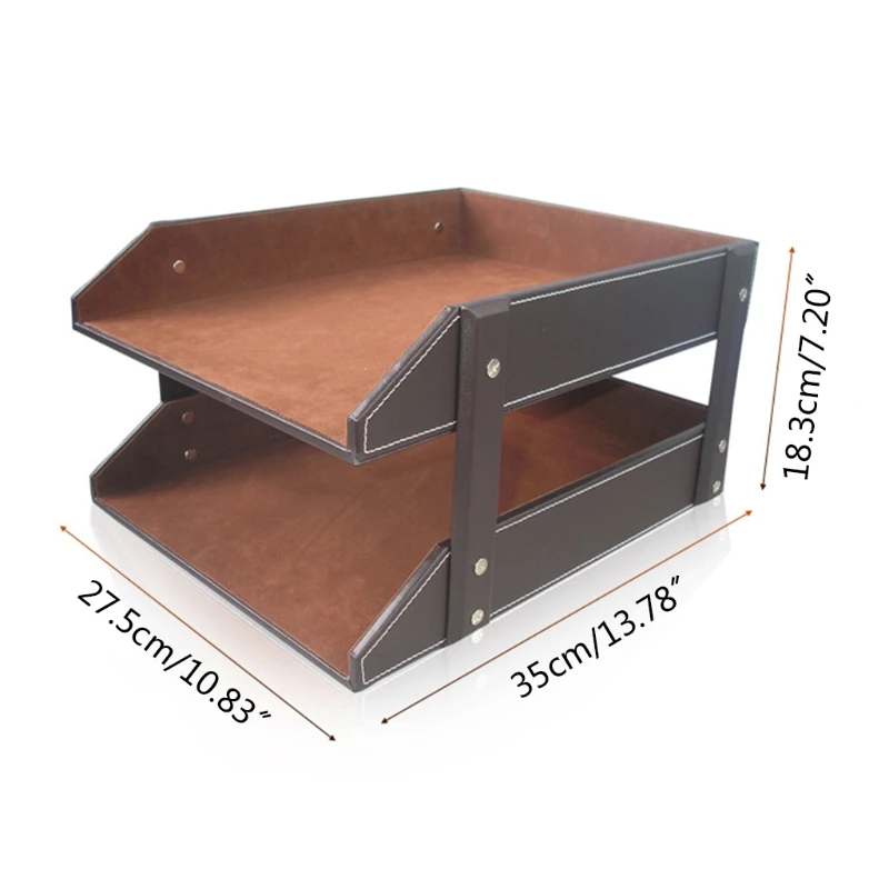 Magazine holder file organizer A4 Document File Organizer Tray Double Layers Desk PU Leather Paper Holder Magazine Rack Storage Holder Home School