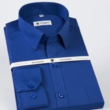 Мужская хлопковая Классическая однотонная рубашка без железа с одним накладным карманом и длинным рукавом, Мужская официальная деловая рубашка