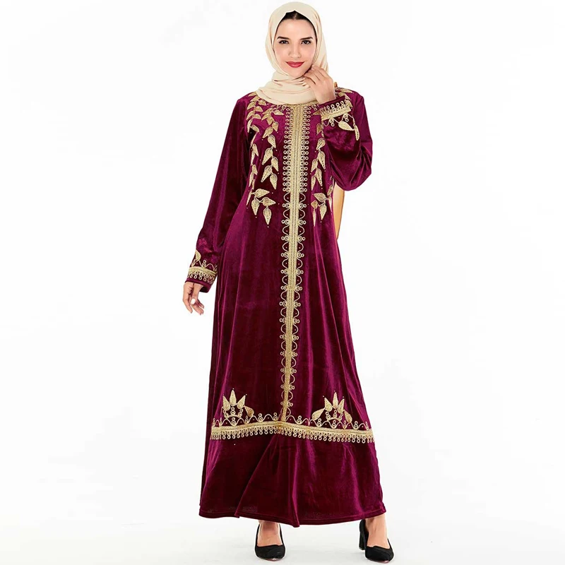 Зимнее бархатное платье abaya Турецкий Арабский мусульманский хиджаб Caftan Дубай Кафтан Марокко одеяние мусульмане Longue Tesettur платья