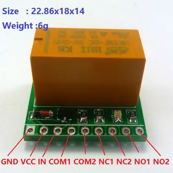 

DR21B01*4 4X Small & Ultra-light 1 Channel DPDT Relay Board for Motor reversing Polarity reversal HK19F DC5V PCB Module