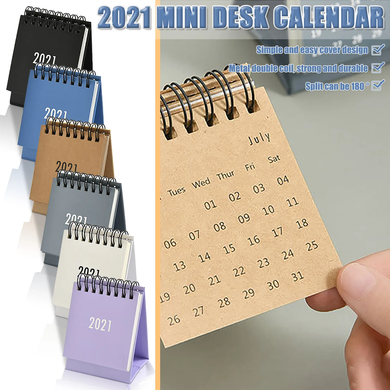 2021 Simple Series Desktop Calendar Dual Daily Schedule Table Planner Yearly 