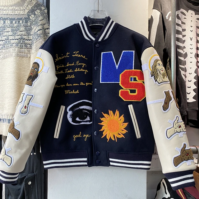 Saint Mxxxxxx Men's Logo-Embroidered Varsity Jacket