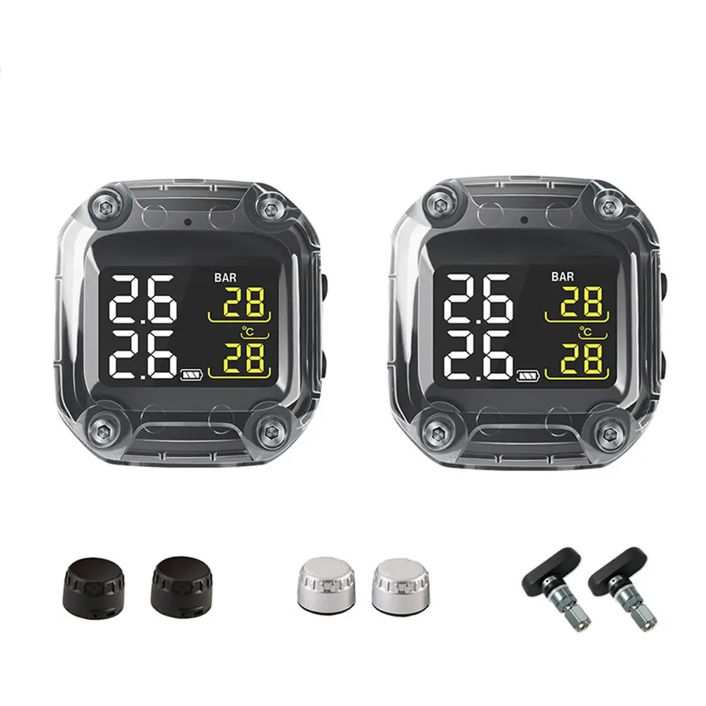 

M3 Wireless Motorcycle TPMS Real Time Tire Pressure Monitoring System Universal 2 External Internal Sensors LCD Display