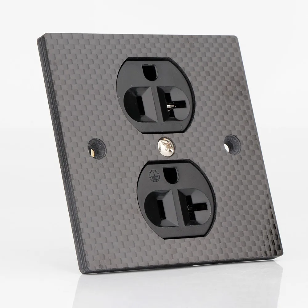 Hifi Carbon Fiber ac Power Duple Receptáculos Parede Tomada Tampa Plate 1x - Image 6