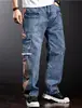 Multi-Pocket Loose Cargo Jeans Men Straight Fashion Wide-Legged Denim Pant Patchwork Baggy Jeans Size 29-40 5
