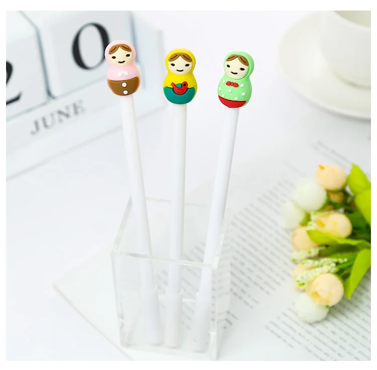 12pcs Korean Anime Gel Blue Ink Pen Cute Kawaii Fun School Office Supply Accessory Bts Kawai Stationary Material Thing Bts 0.38