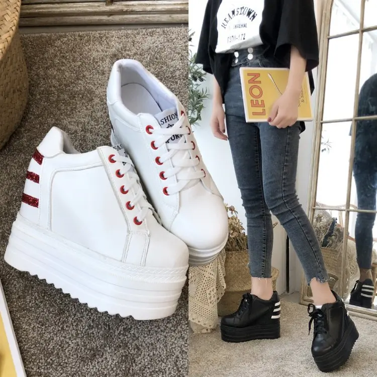 

Ultra-High-Heel Lace-up WOMEN'S Shoes Elevator Hot Selling Sports Footwear Europe And America Fashion Thick Bottomed Platform Sh