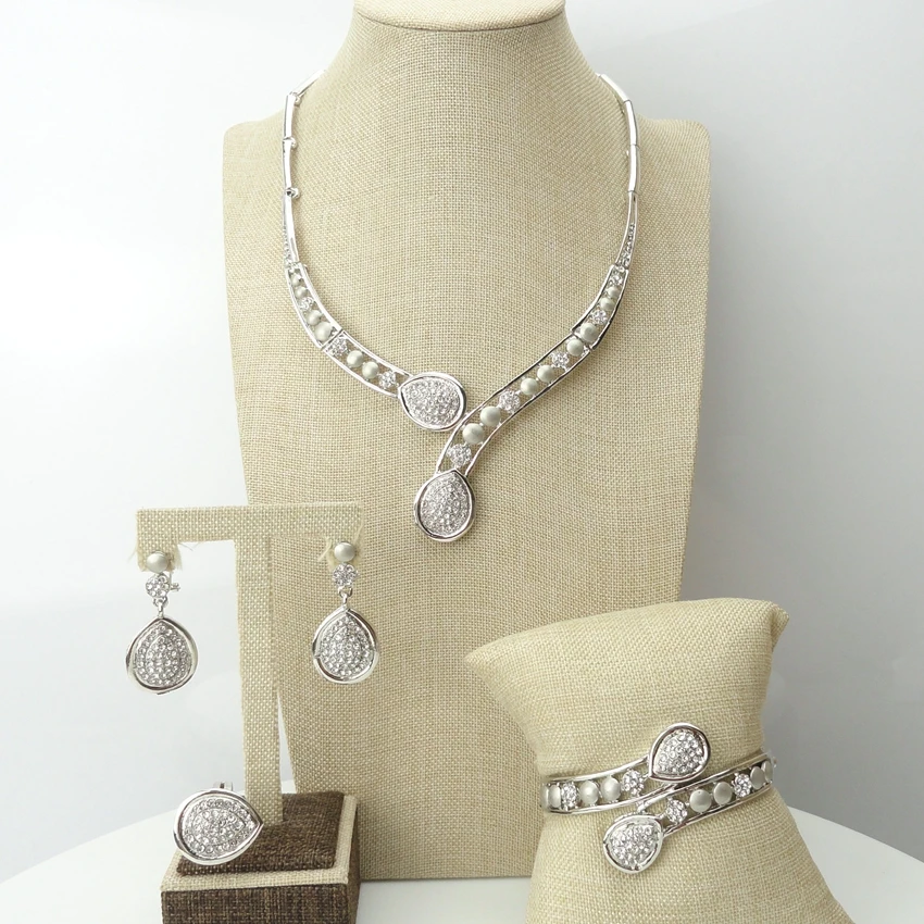 

Yuminglai Silver Color Fashion Elegant Design African Jewelry Sets For Nigerian Women FHK6963