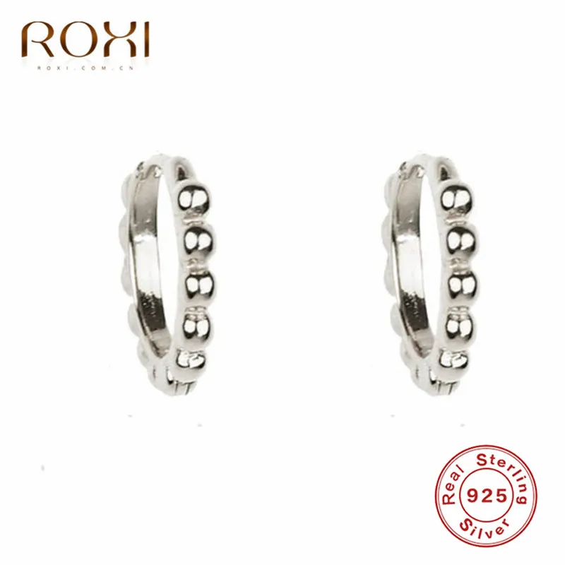 ROXI модные корейские ювелирные изделия простые золотые круглые серьги 925 пробы серебряные маленькие круглые бусины серьги-гвоздики для женщин Подарки - Окраска металла: Платиновое покрытие