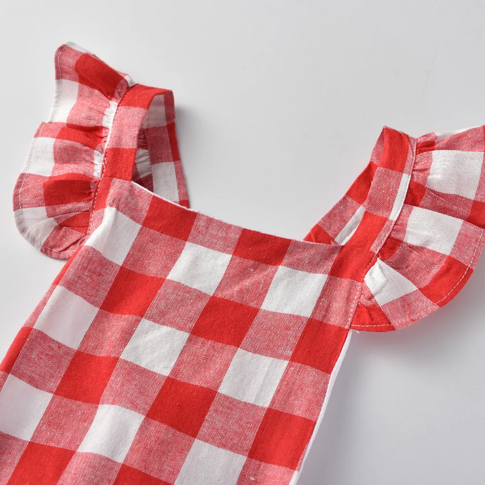 Летний комбинезон для маленьких девочек новорожденных с оборками на рукавах