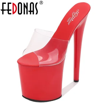 

FEDONAS Concise High Heels Platforms Peep Toe Women Sandals Famale Classic Design Pumps Summer Slippers Night Club Shoes Woman