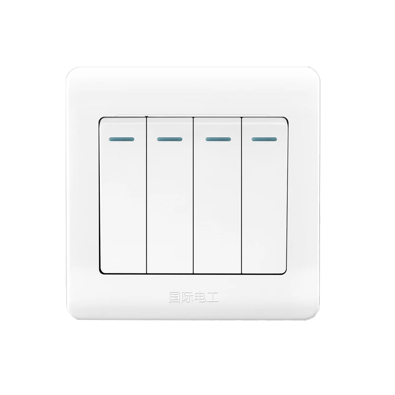

Classic 86 Type Wall Light Switch, 4 Gang 1/2 Way 10A 250V Flame Retardant PC Panel White Recessed Wall Rocker Switch